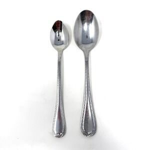 Cambridge Carlyle Stainless Steel Rope Edge Teaspoon Tablespoon Flatware Set 2